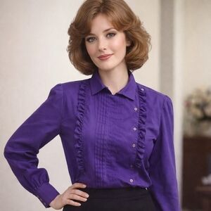 Vintage secretary Girly Purple blouse S‎